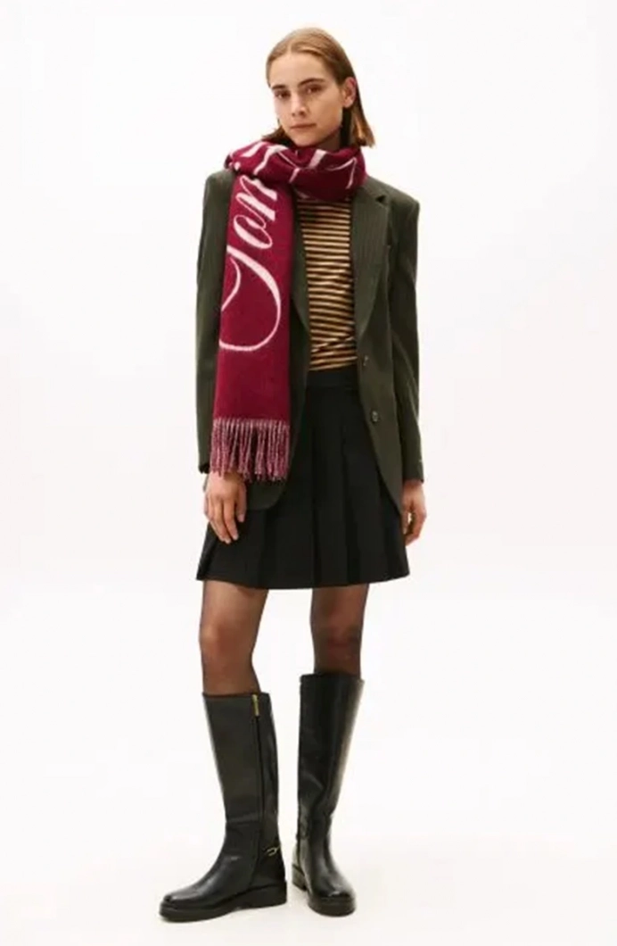 Tommy Hilfiger Zamansız Yün Pileli Mini Kadın Siyah  Etek WW0WW48354BDS