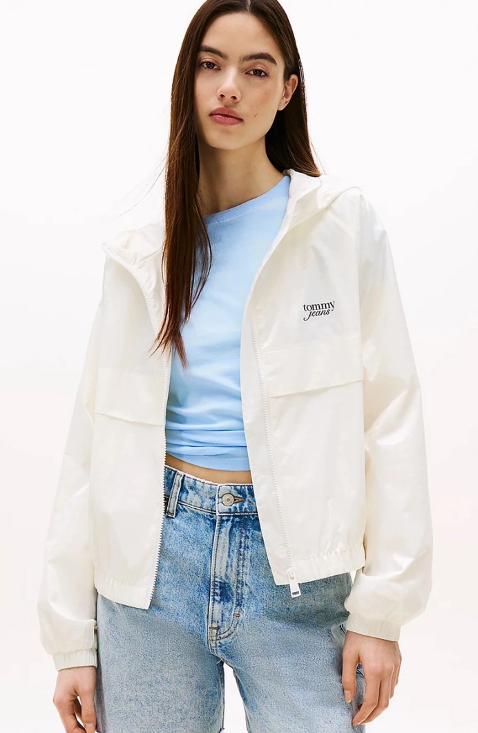 Tommy Hilfiger Script Kadın Beyaz Yağmurluk DW0DW20952YBL