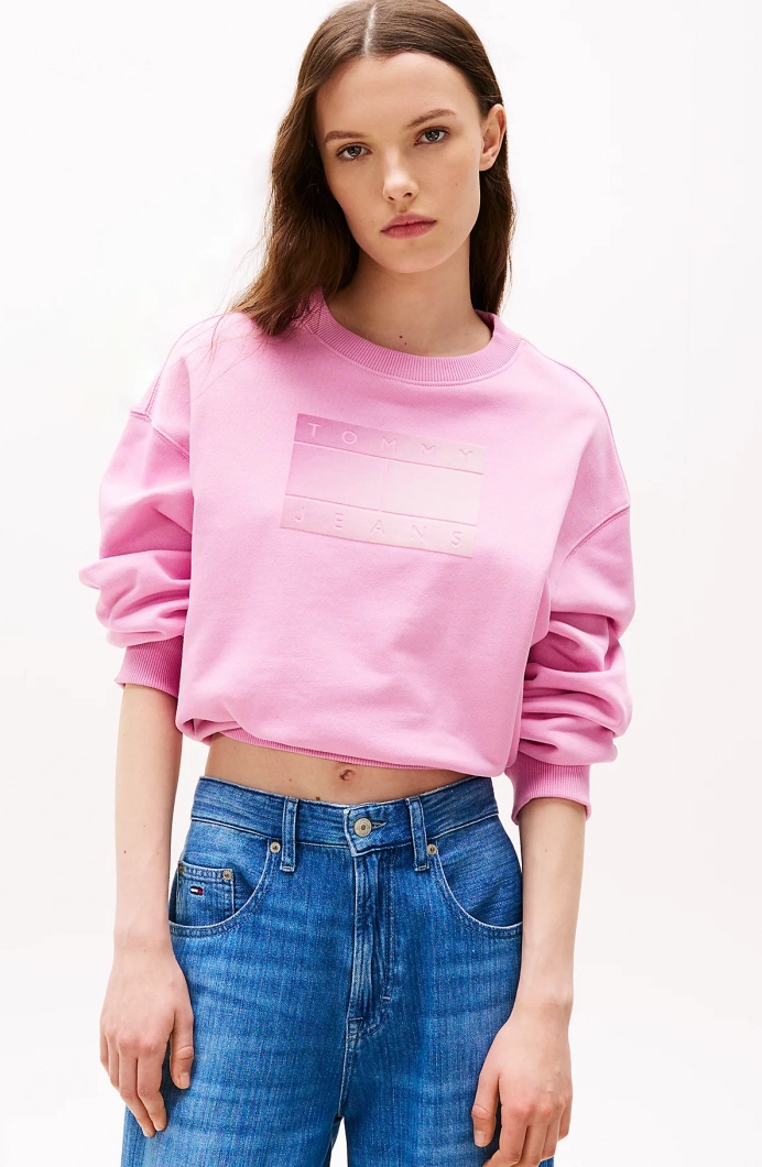 Tommy Hilfiger TJW RLX GRADIENT FLAG CREW Kadın Pembe  Sweatshirt  DW0DW21396U06