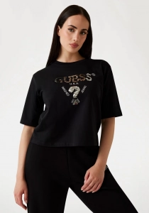Guess Aurélie Kadın Siyah Aktif Boxy Fit T-Shirt V4YI06I3Z14-FJ8N