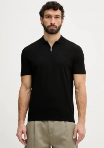 ガブリエルTTT_MSW Persia knit polo shirt Guess Kadir Teknik Kısa Kollu Polo Yakalı Erkek Siyah Triko