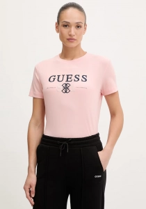 Guess Steffi Bisiklet Yaka Kısa Kollu Kadın Pembe T-shirt V6RI13KD772-C420
