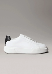 Calvin Klein Chunky Cups Bağcıklı Deri Tamamı Baskılı Kadın Beyaz Sneaker YW0YW02036-01W