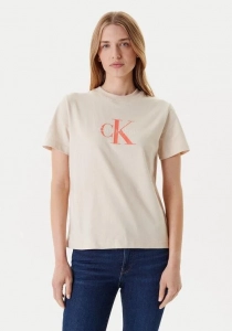 Calvin Klein Standard Logo Kadın Bej T-shirt  LV047B865G-C7P