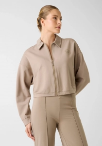 Guess Annie Kısa Tam Fermuarlı Kadın Bej Eşofman Üstü V6RQ17KD822-G1O3