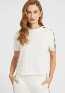 Guess Logo Bantlı % 100 Pamuk Bisiklet Yaka Relaxed Fit Britney T Shirt T Shirt V3rı08ı3z14 G6