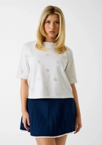 Guess Silvy Boxy Fit Kadın Beyaz T-shirt V6GI18K2985-G056