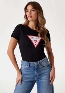 Guess SS CN ORIGINAL TEE Kadın Siyah T-shirt W1YI1BI3Z14-JBLK