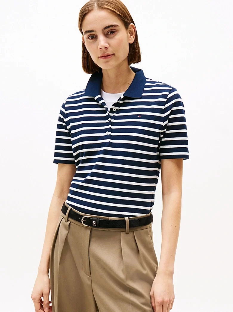 Tommy Hilfiger Kadın 1985 Kısa Kollu Polo Yaka Tişört