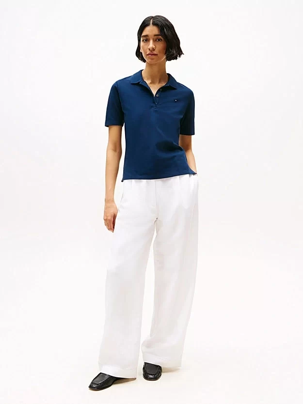 Tommy Hilfiger  Kadın Mavi Polo Yaka T-Shirt
