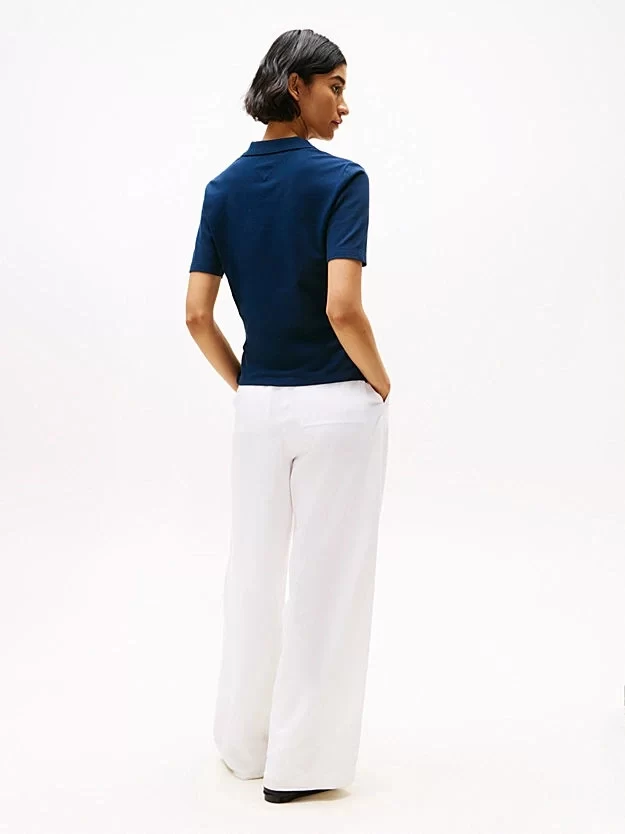 Tommy Hilfiger  Kadın Mavi Polo Yaka T-Shirt