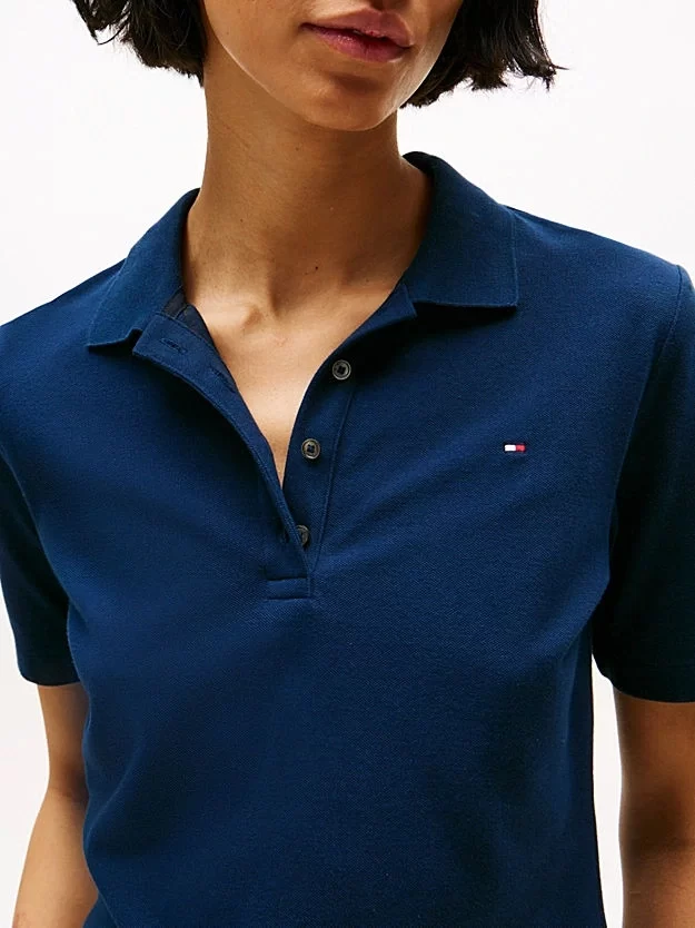 Tommy Hilfiger  Kadın Mavi Polo Yaka T-Shirt