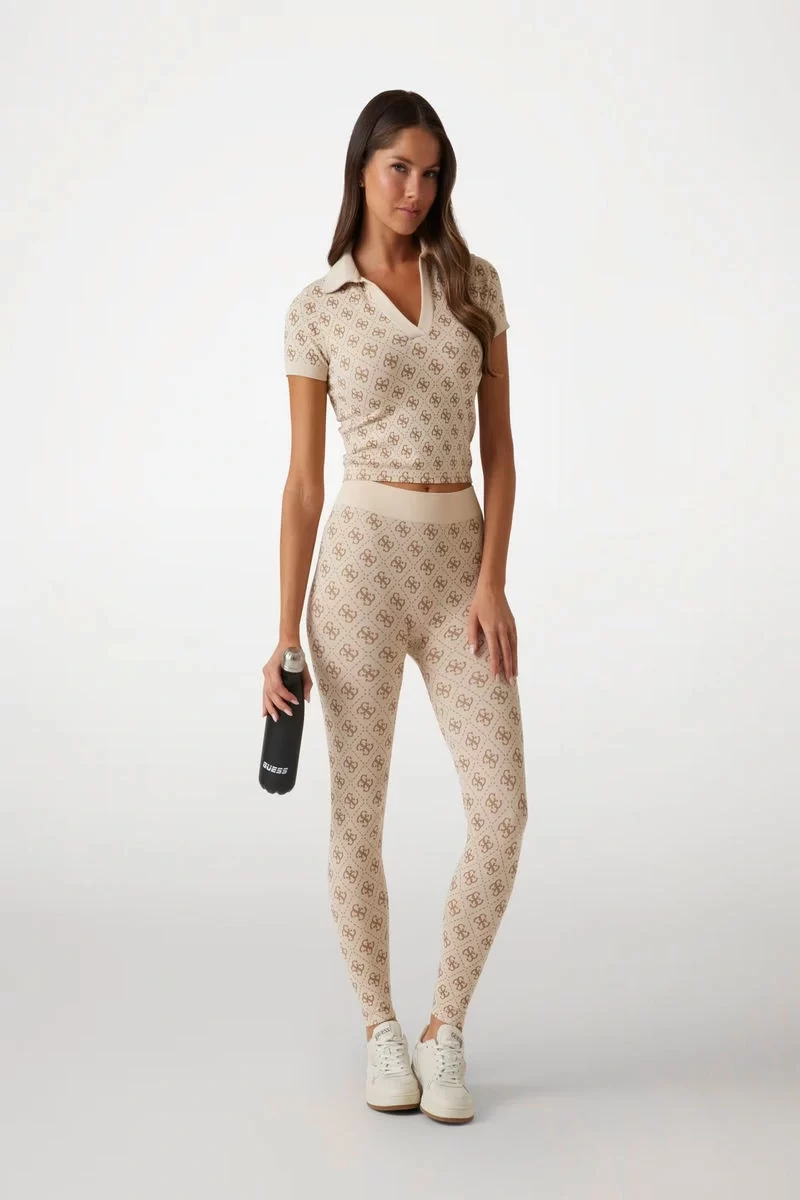 Guess 4G Rhombus Leggıngs Seamless Kadın Krem Tayt V5RB04Z3LF0-FN4R