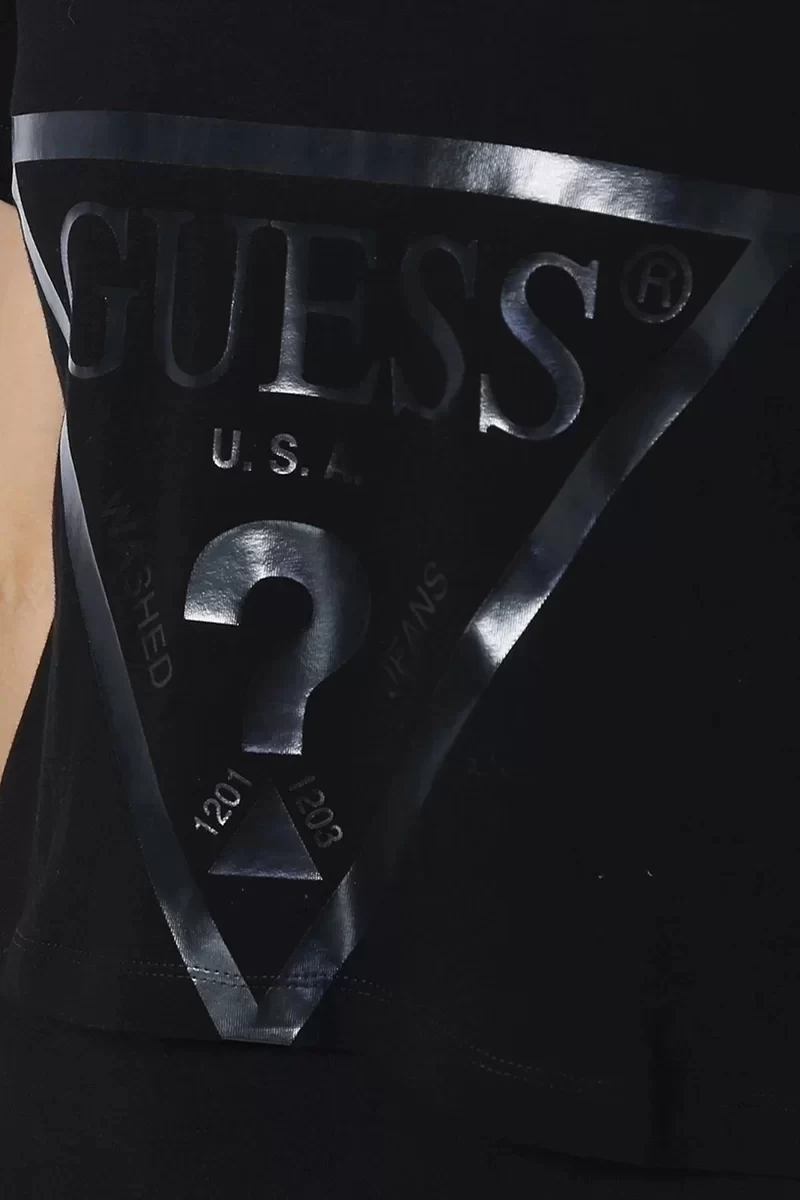 Guess Adele Crop T-Shırt Kadın Siyah T-Shirt V2YI06K8HM0-JBLK