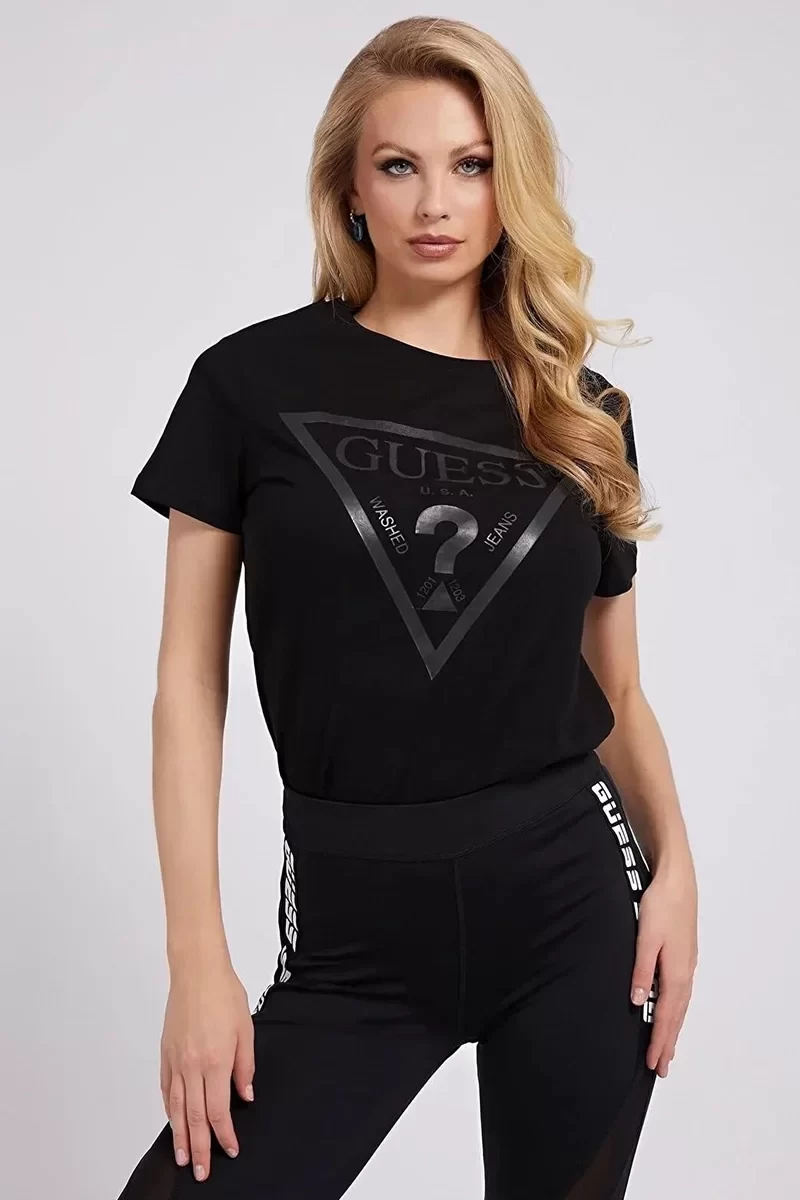 Guess Adele Ss Cn Tee Kadın Siyah T-Shirt V2YI07K8HM0-JBLK
