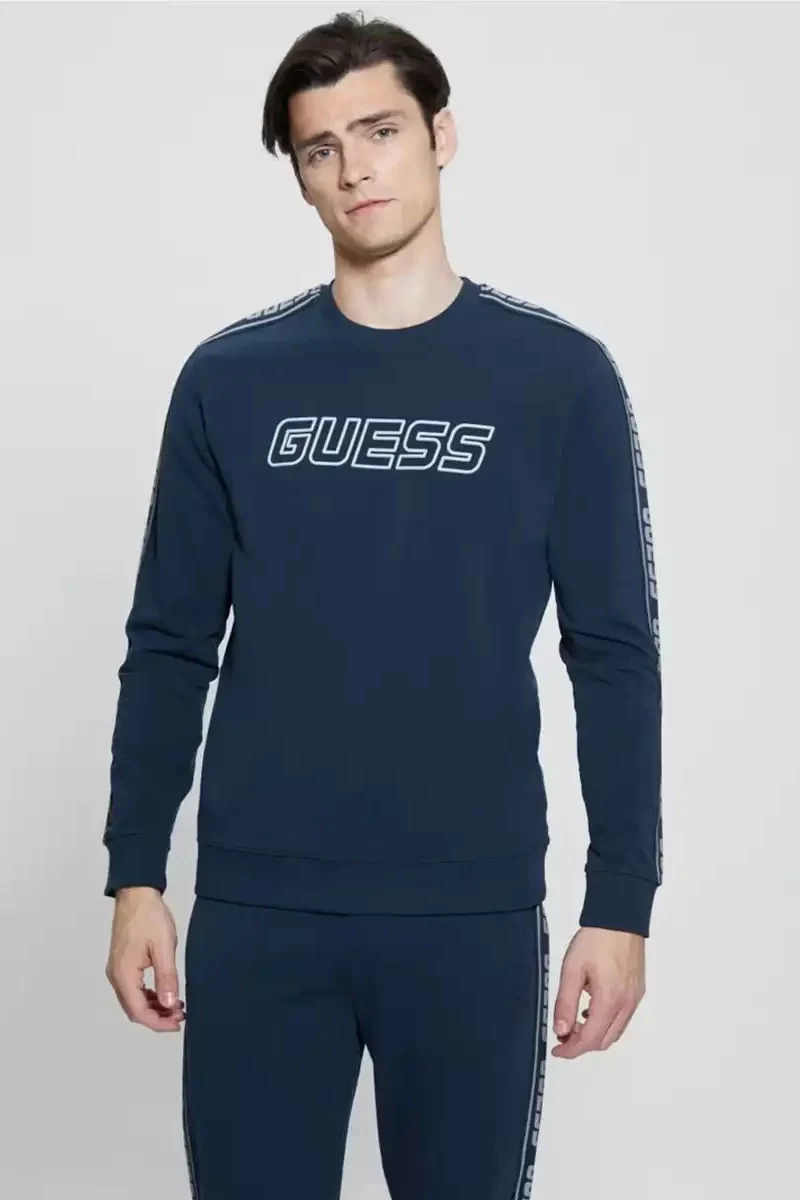 Guess Arlo Cn Sweatshırt Erkek Mavi Sweatshirt Z4GQ24K6ZS1-G7R1