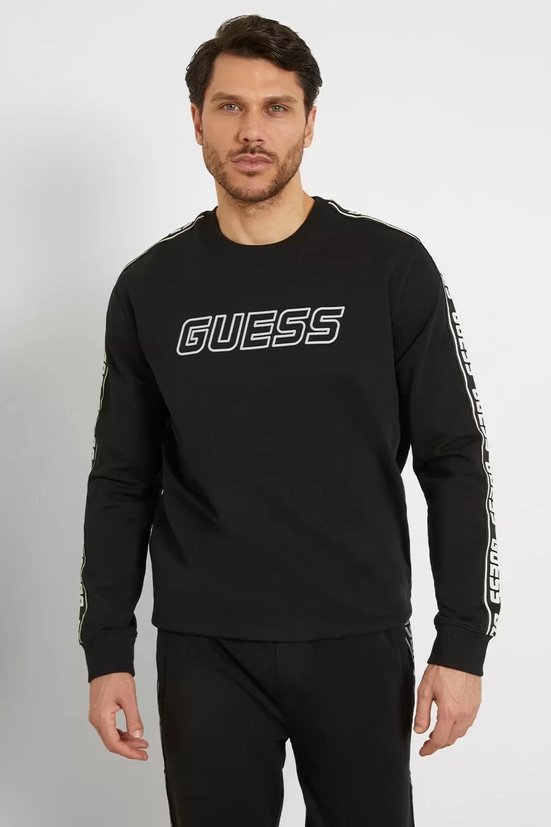 Guess Arlo Cn Sweatshırt Erkek Siyah Sweatshirt Z4GQ24K6ZS1-JBLK