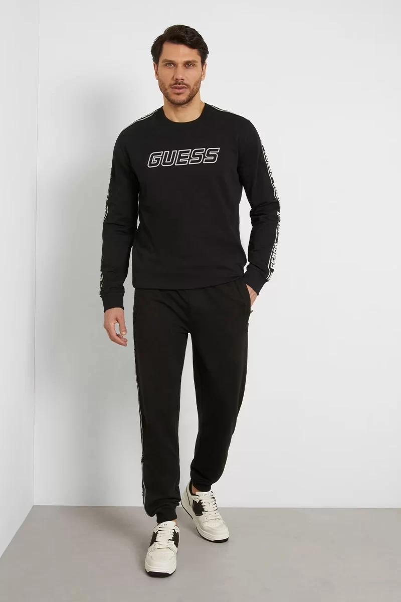 Guess Arlo Cn Sweatshırt Erkek Siyah Sweatshirt Z4GQ24K6ZS1-JBLK