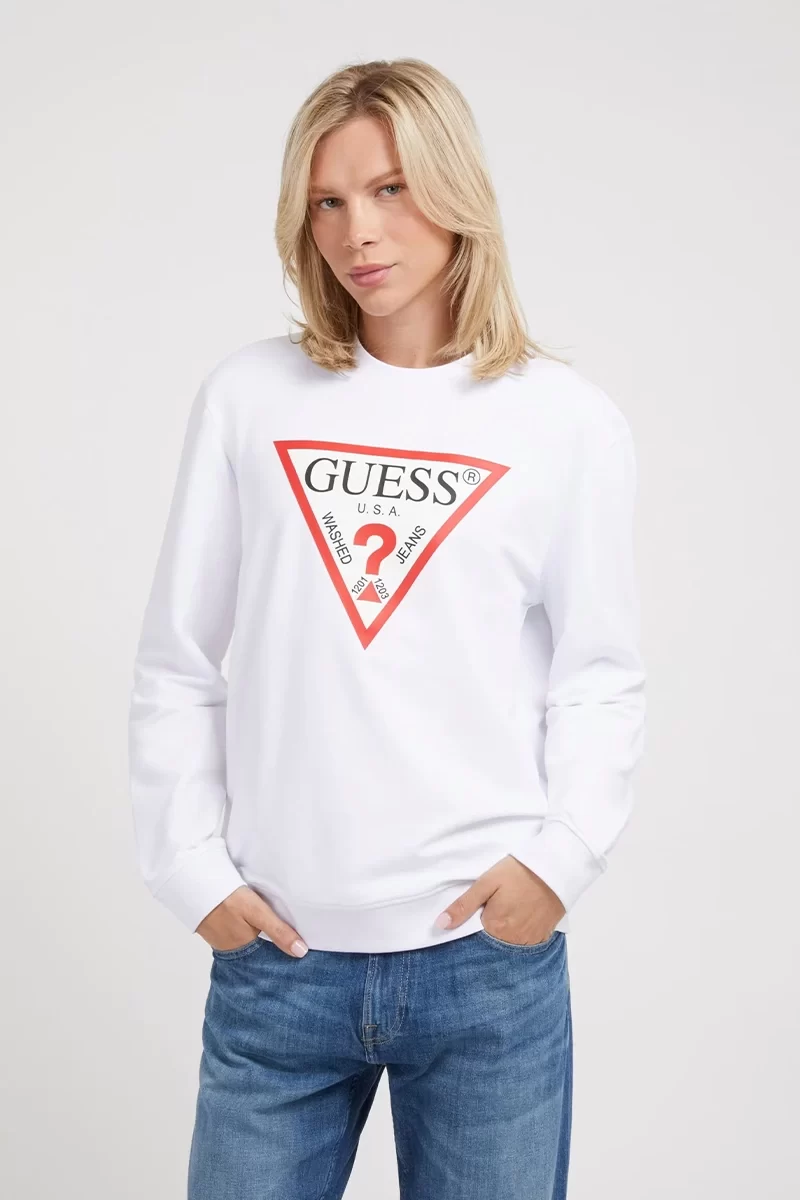 Guess Audley Cn Fleece Erkek Beyaz Sweatshirt M2YQ37K6ZS1-G011