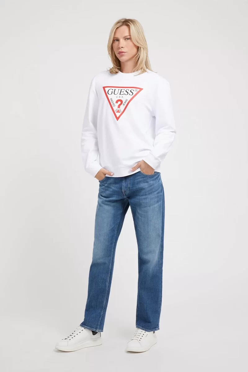 Guess Audley Cn Fleece Erkek Beyaz Sweatshirt M2YQ37K6ZS1-G011