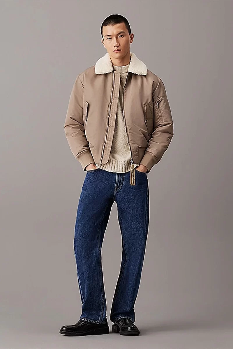 Calvin Klein Erkek Gri Kürklü Mont