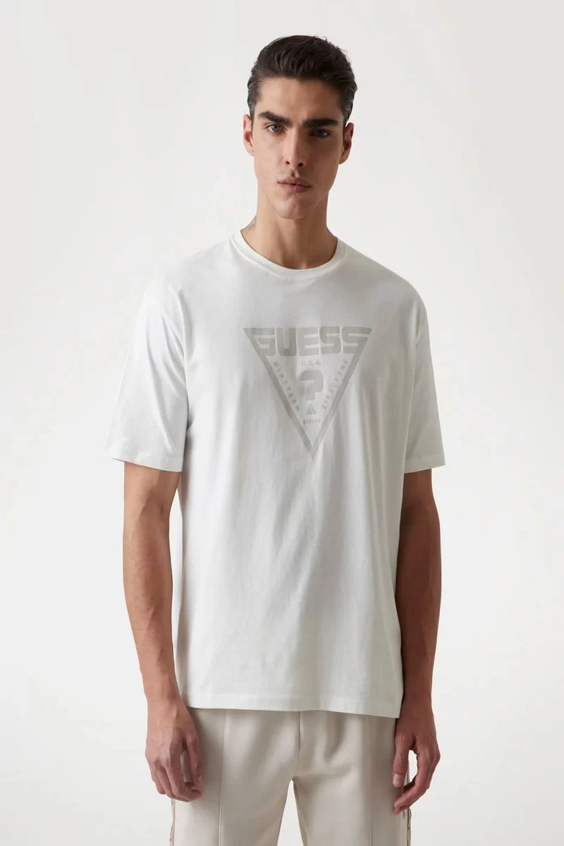 Guess Azha Cn Over T-Shırt Erkek Beyaz T-Shirt Z4BI02I3Z14-G018