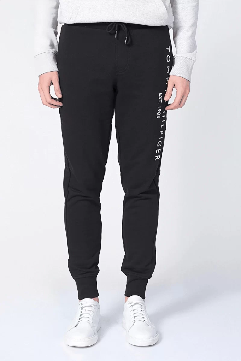 Tommy Hilfiger Erkek Siyah Logolu Jogger Eşofman Altı