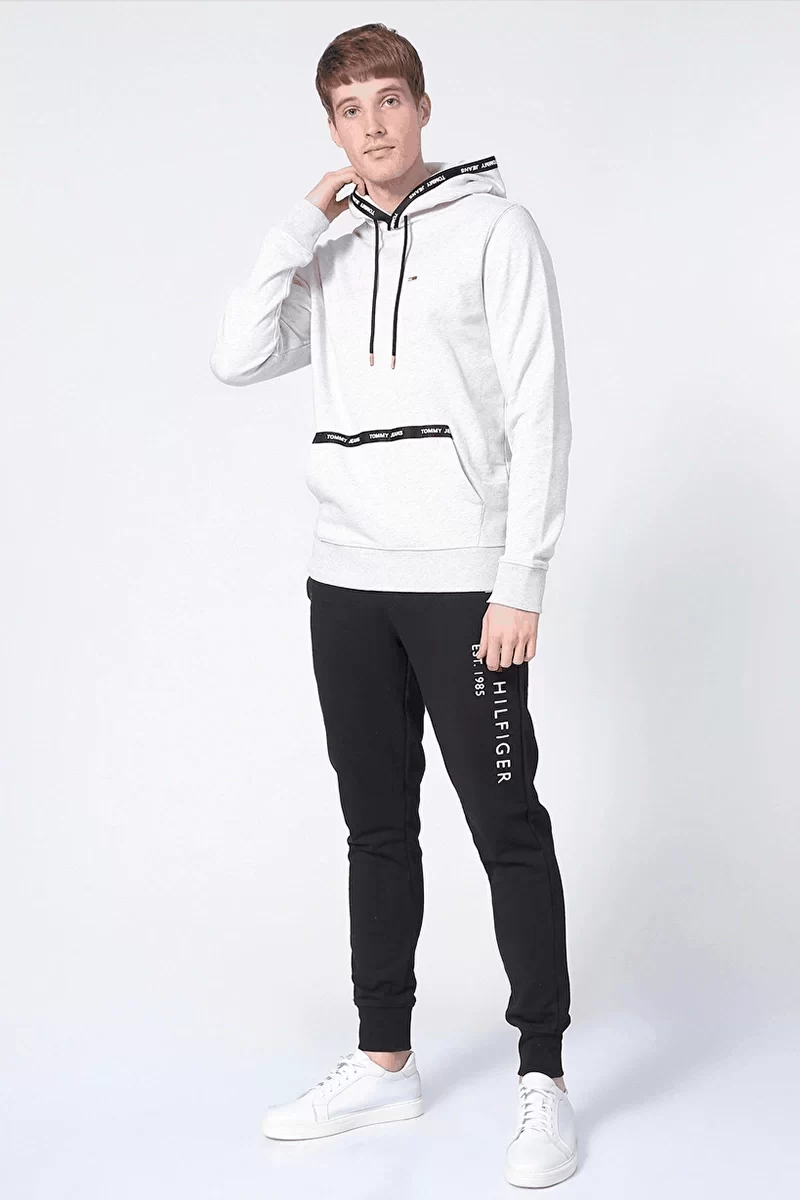 Tommy Hilfiger Erkek Siyah Logolu Jogger Eşofman Altı