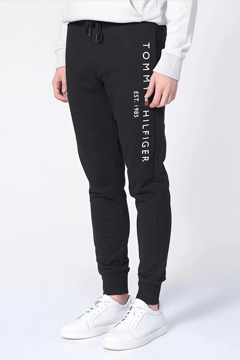 Tommy Hilfiger Erkek Siyah Logolu Jogger Eşofman Altı