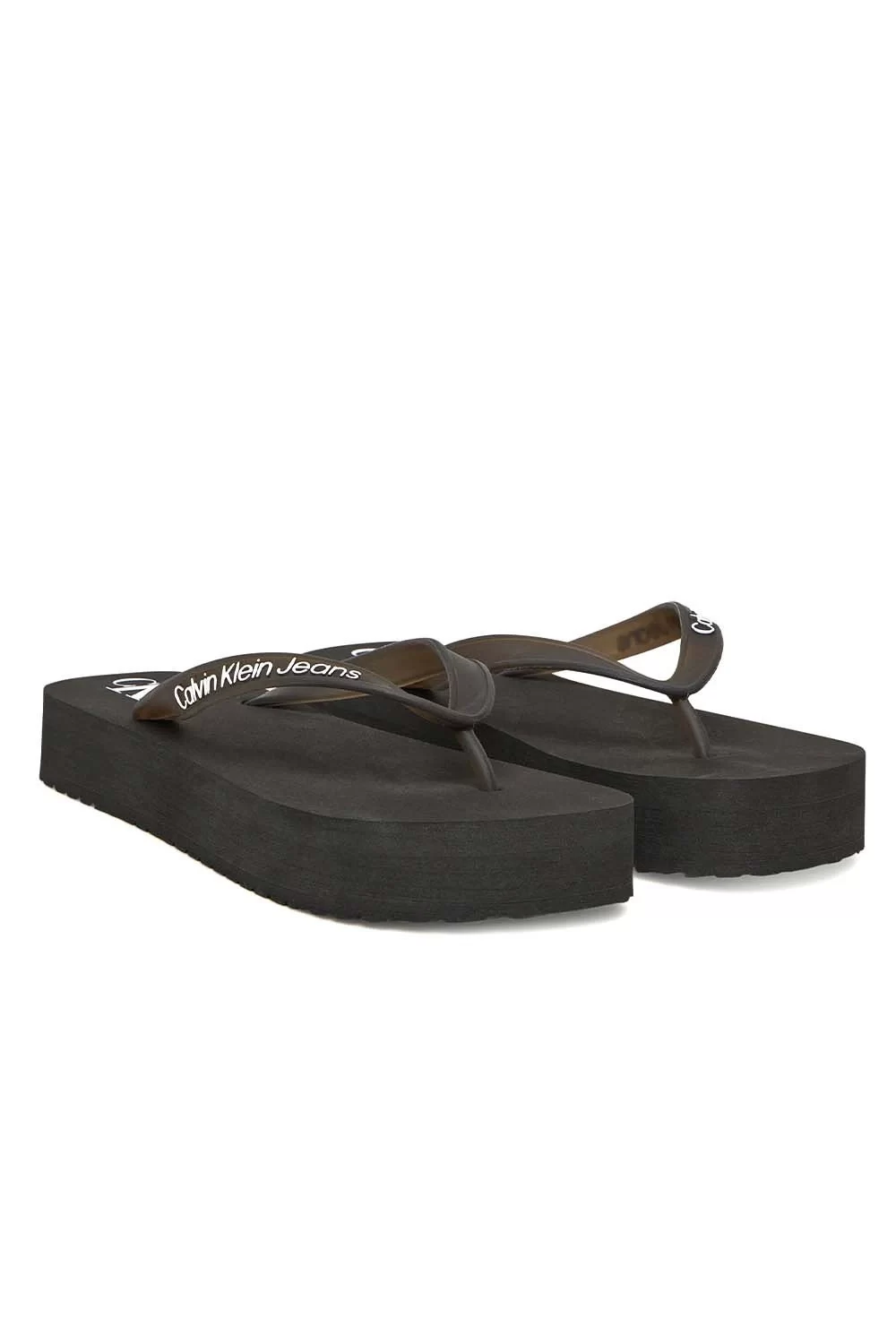 Calvin Klein Kadın Siyah Platform Logolu Terlik