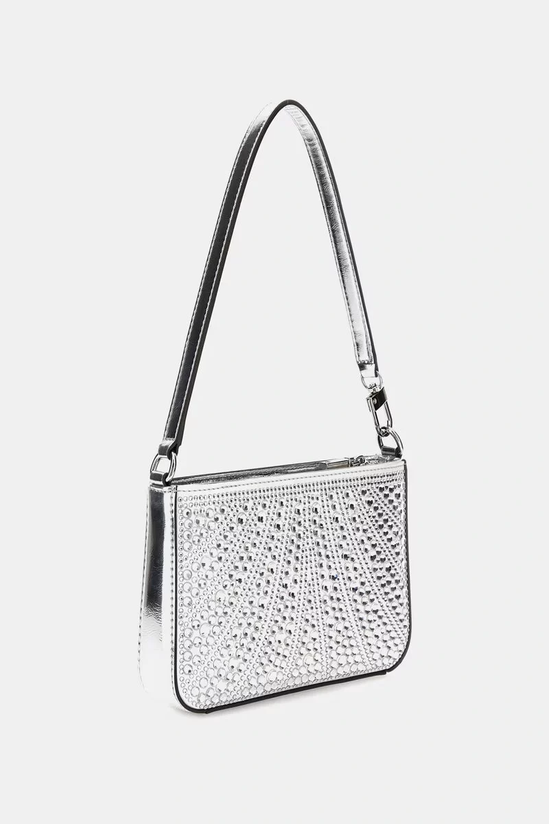Guess Beauvoır Mını Top Zıp Shdr Bag Kadın Gümüş El Çantası HWXY9528720-SIL