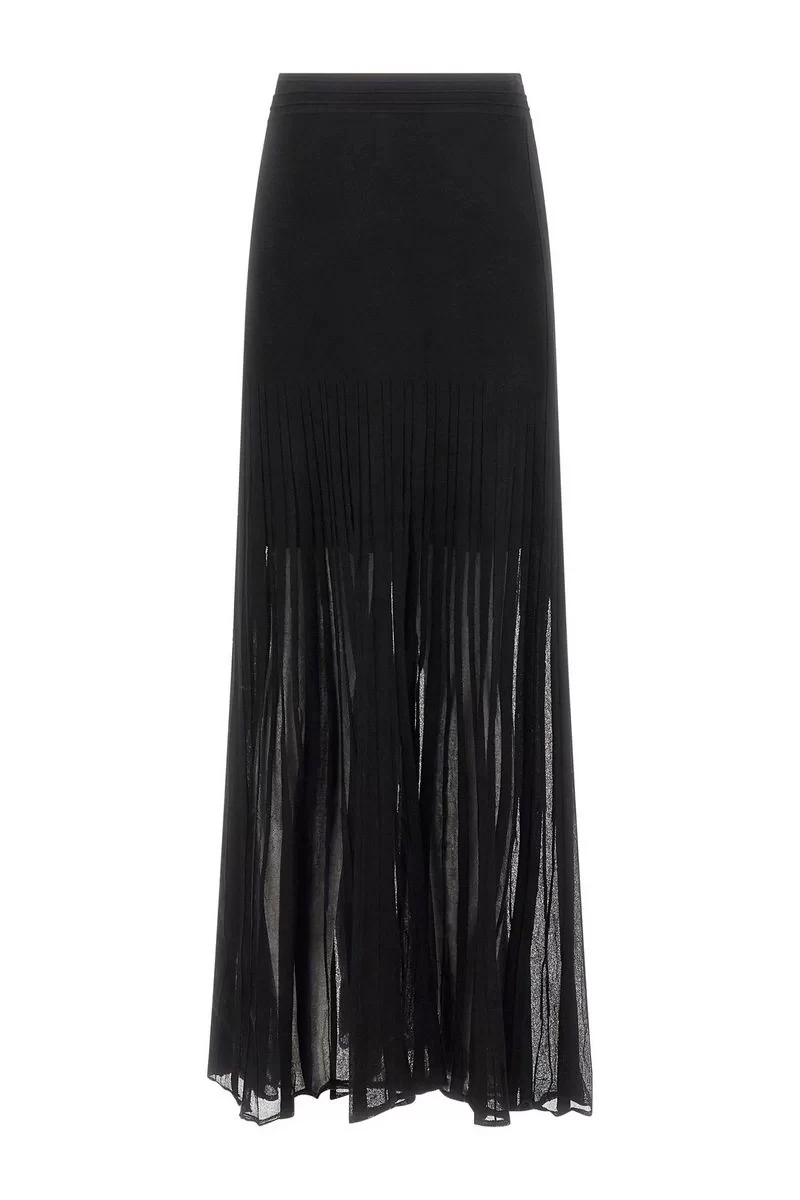 Guess Bessıe Pleated Long Skırt Swtr Kadın Siyah Etek 5RGD025817Z-JBLK