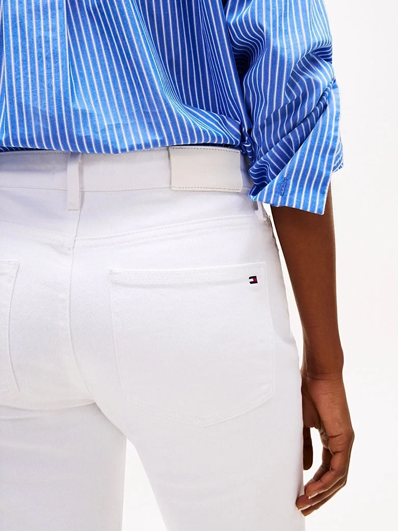 Tommy Hilfiger Kadın Beyaz Orta Bel Bootcut Pantolon