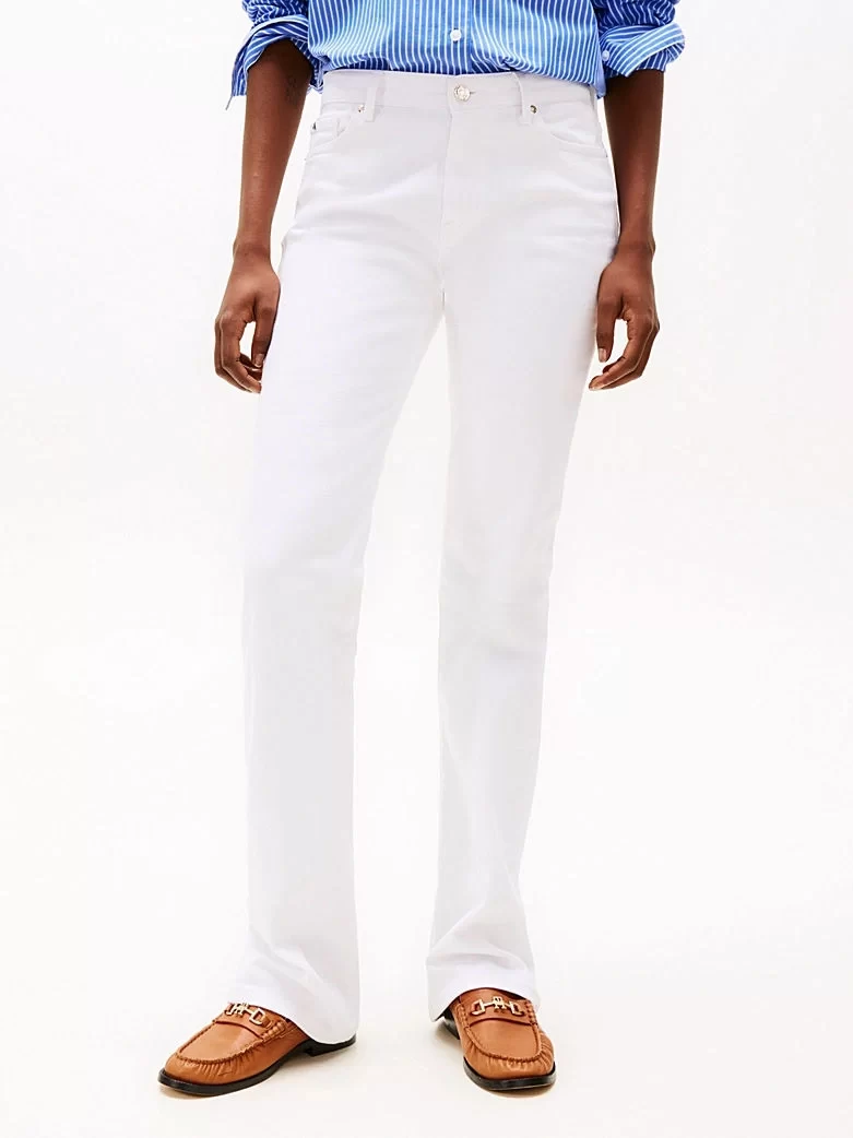 Tommy Hilfiger Kadın Beyaz Orta Bel Bootcut Pantolon