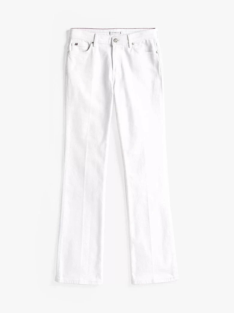 Tommy Hilfiger Kadın Beyaz Orta Bel Bootcut Pantolon