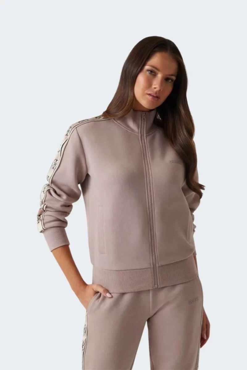 Guess Brıtney Full Zıp Sweatshırt Kadın Kahverengi Eşofman Üstü V2YQ16KB3P2-G1L9