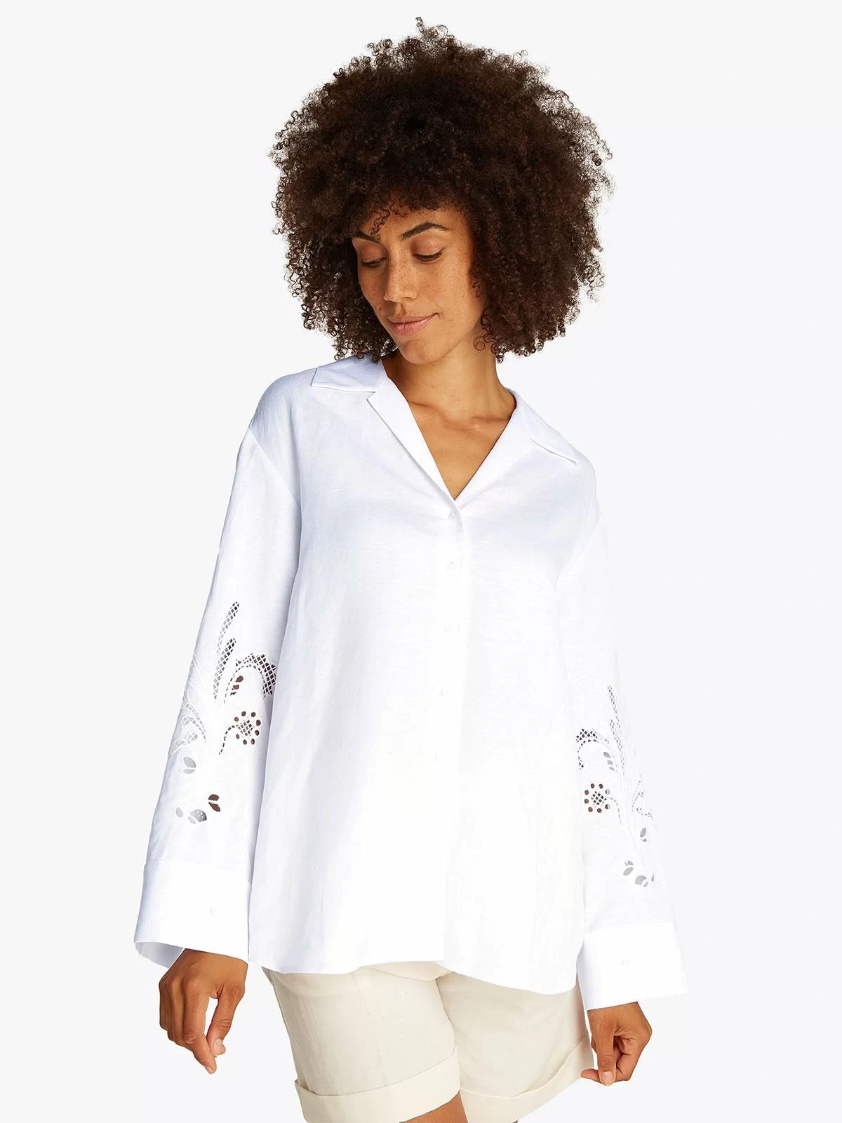 BRODERIE ANGLAISE LINEN SHIRT