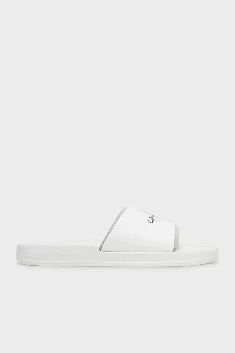 Calvin Klein Erkek  Beyaz Logolu Terlik