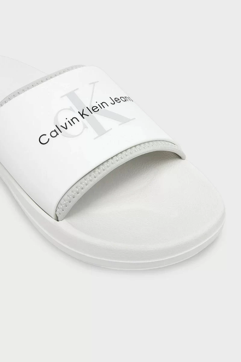 Calvin Klein Erkek  Beyaz Logolu Terlik