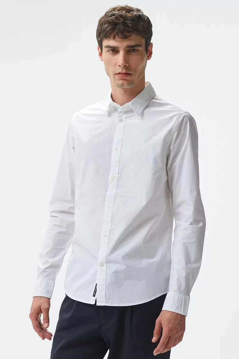 CK Jeans SLIM STRETCH SHIRT Erkek Beyaz Gömlek J30J324614-YAF