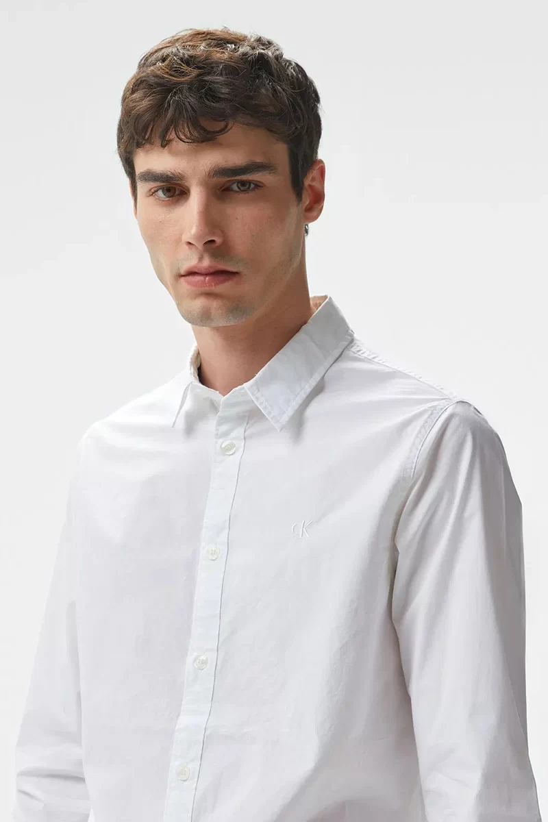 CK Jeans SLIM STRETCH SHIRT Erkek Beyaz Gömlek J30J324614-YAF
