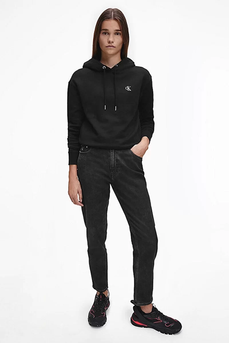 Calvin Klein CK EMBROIDERY SLIM TEE Kadın Siyah Sweatshirt J20J213178-BAE