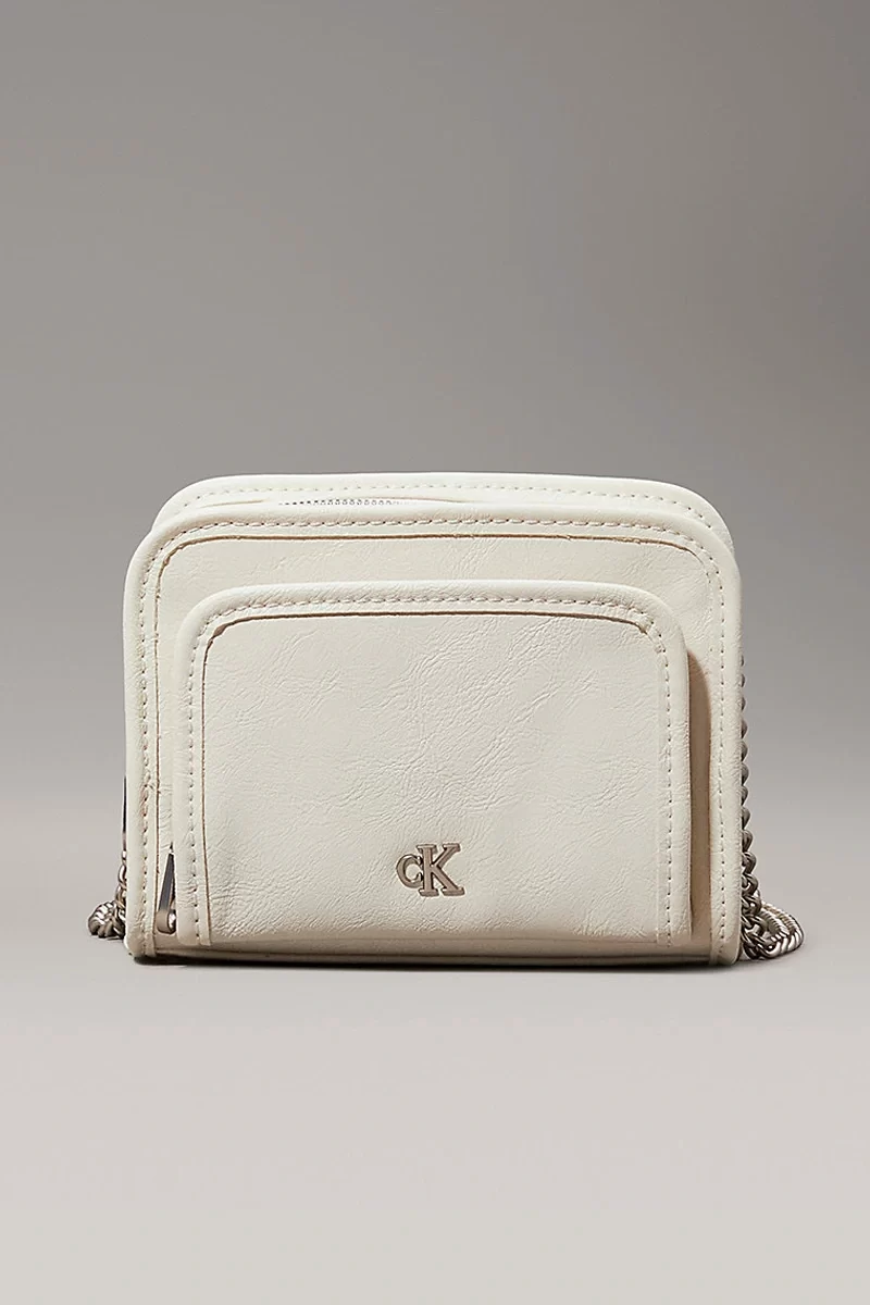 Calvin Klein Kadın 2 Cepli Bej Çapraz Askılı Kamera Çanta