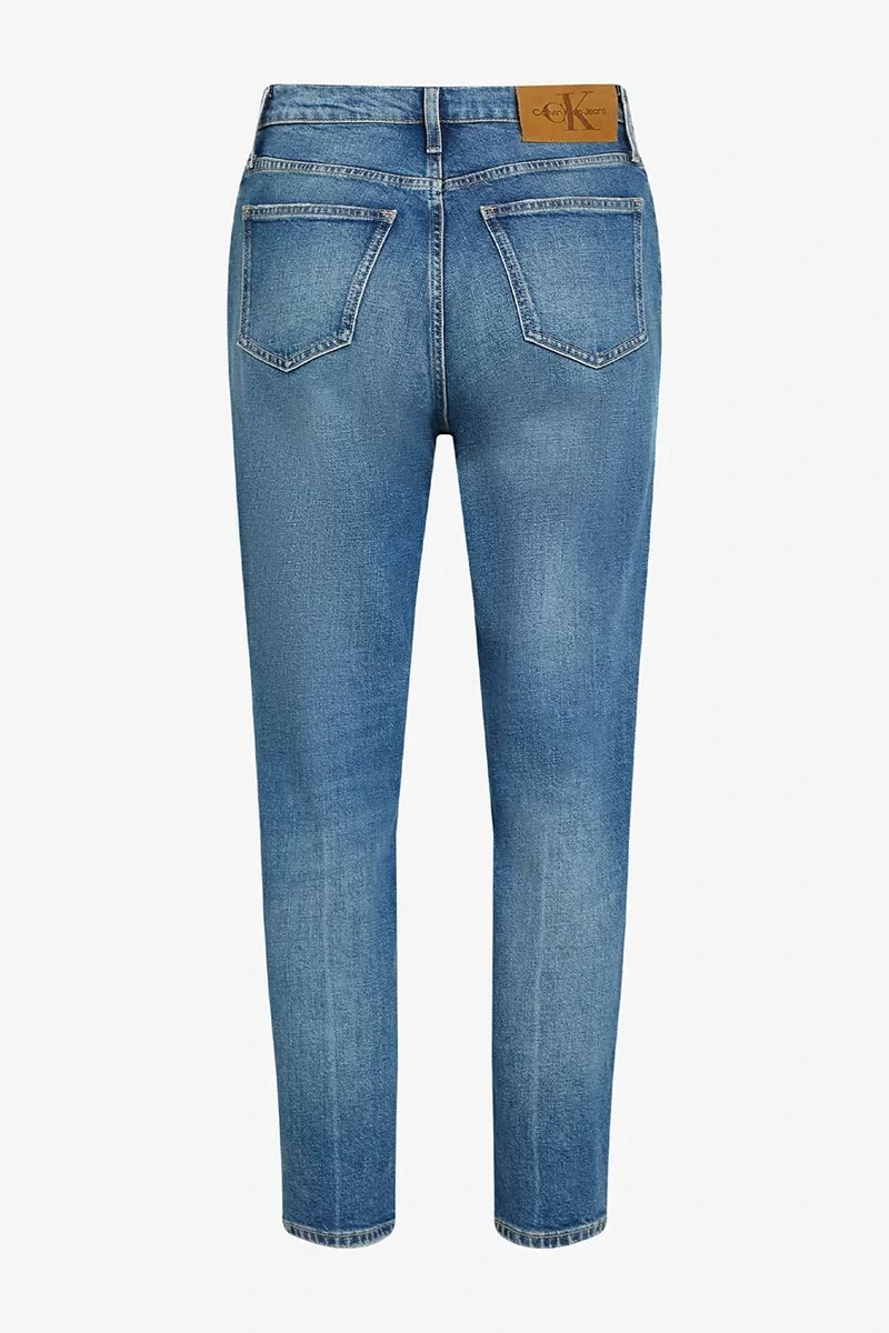 Calvin Klein Kadın Eskitilmiş Regular Fit Mavi Kot Pantolon