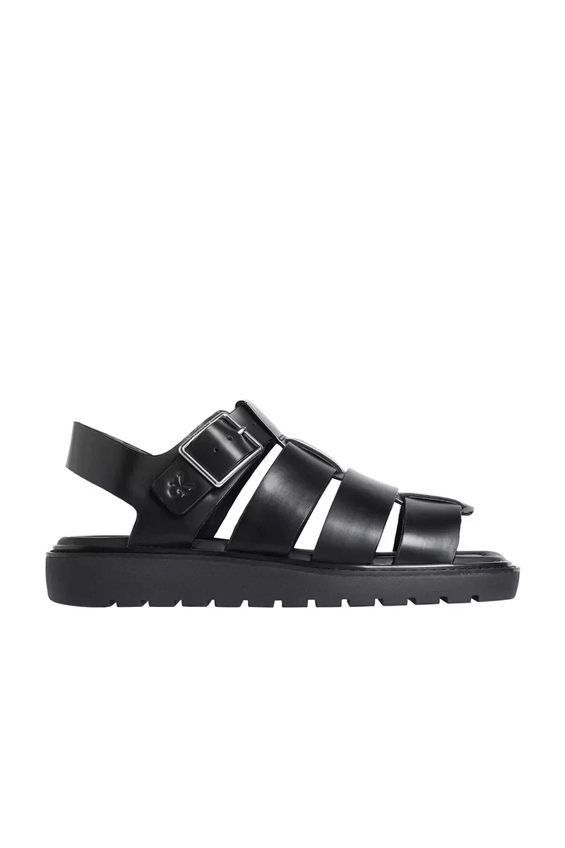 Calvin Klein Kadın  Siyah Deri Balıkçı Sandalet