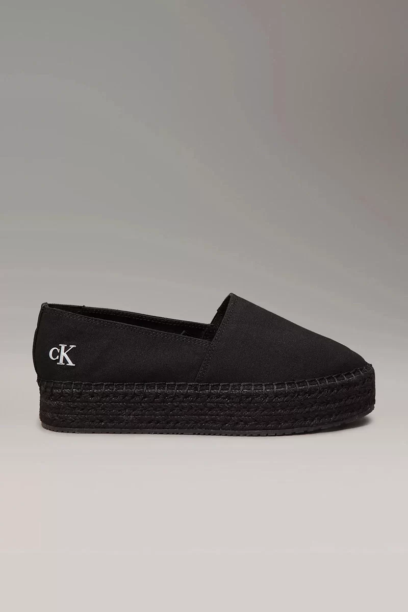 Calvin   Klein Kadın  Siyah Tuval Platform Espadril Babet