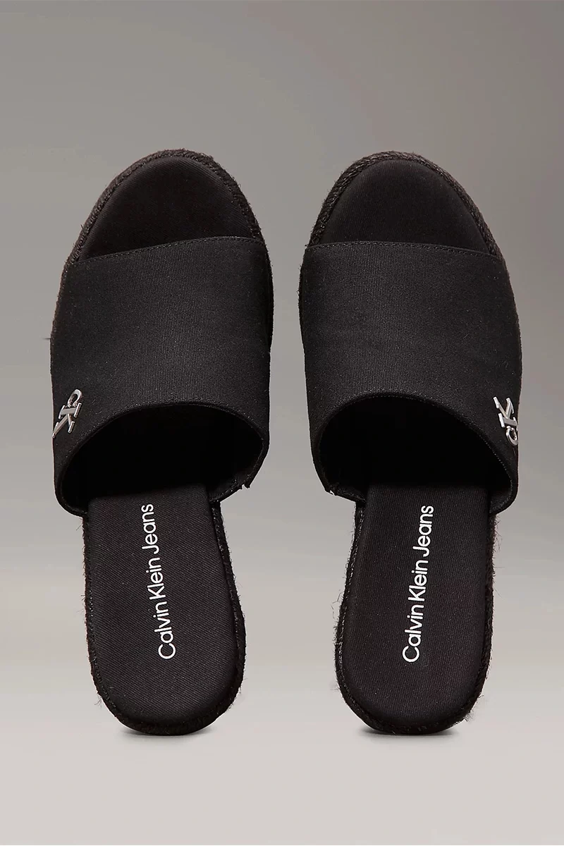 Calvin Klein Kadın Siyah Yüksek Taban Logolu Terlik