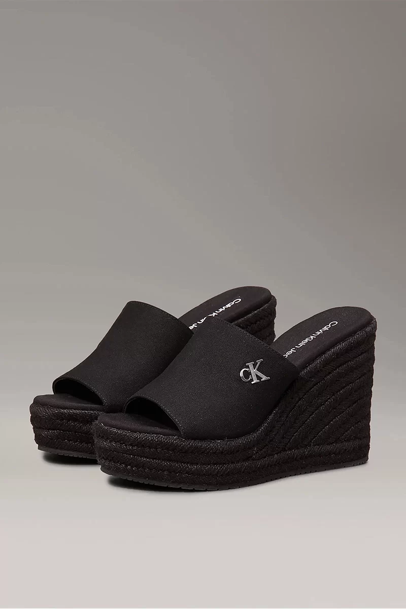 Calvin Klein Kadın Siyah Yüksek Taban Logolu Terlik