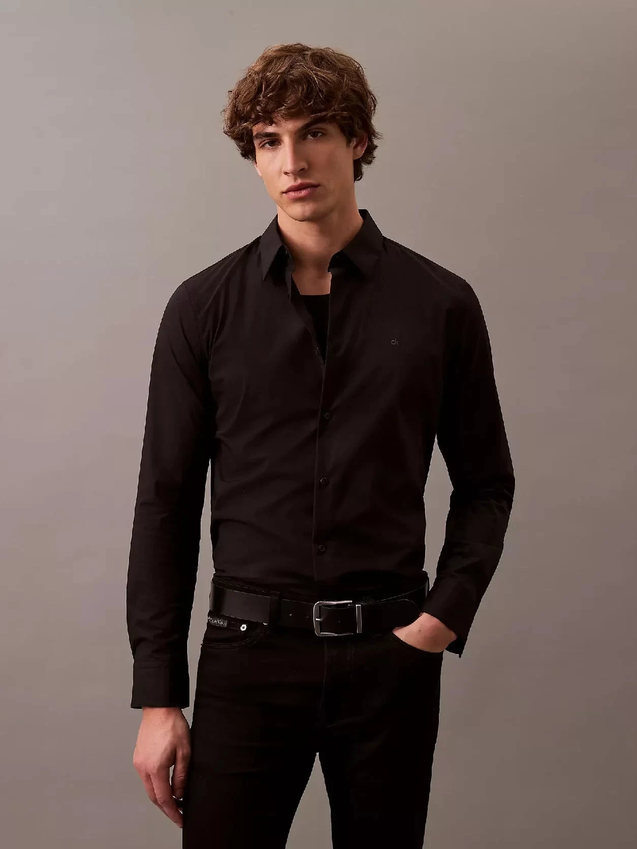 Calvin Klein LS SOLID STRETCH SLIM SHIRT ERKEK Gömlek LV04LB145G-UB1