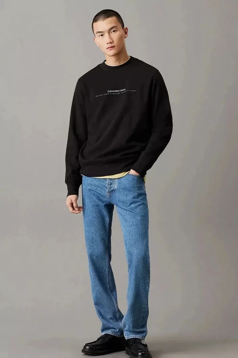 Calvin Klein  Erkek CK Siyah Bisiklet Yaka Sweatshirt